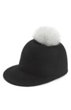 Women's Halogen Faux Fur Pom Jockey Cap - Black