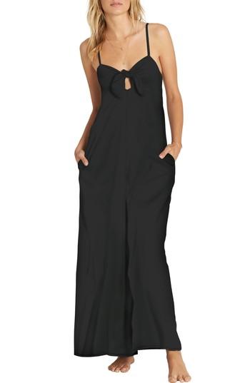 Women's Billabong Twist 'n' Shout Tie Front Jumpsuit - Black