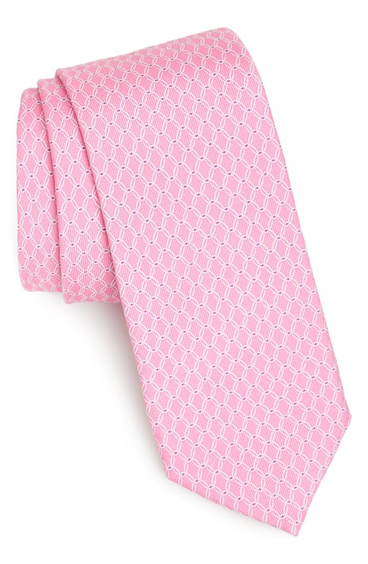 Men's Nordstrom Men's Shop Lipton Geometric Silk Tie, Size - Pink