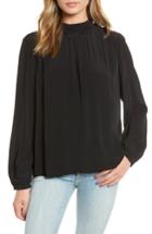 Women's Hinge Mock Neck Blouse, Size - Black