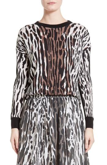 Women's St. John Collection Animal Print Wool Pullover