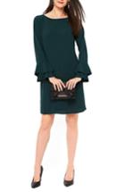 Women's Wallis Double Bell Sleeve Shift Dress Us / 8 Uk - Green