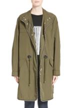 Women's Alexander Wang Chain Trim Twill Parka - Green