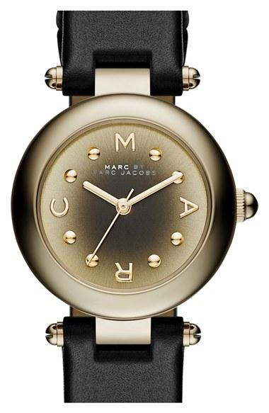 Women's Marc Jacobs 'dotty' Leather Strap Watch, 26mm