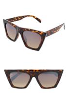 Women's Nem Posh 50mm Gradient Angular Sunglasses - Tortoise W Grey Gradient Lens