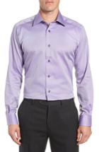 Men's David Donahue Trim Fit Solid Dress Shirt - 34/35 - Purple
