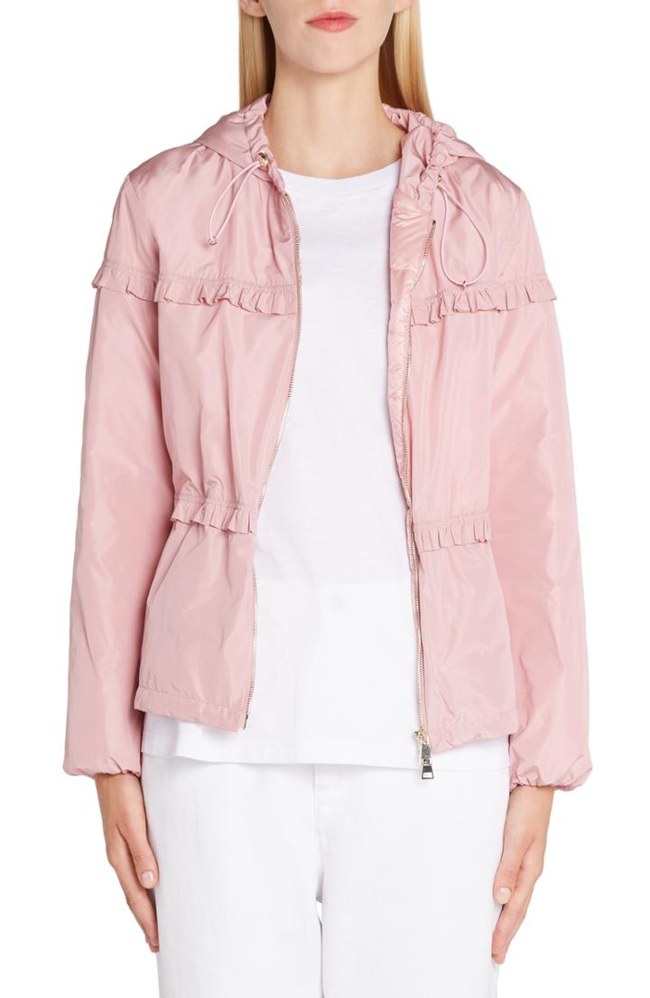 Women's Moncler Prague Ruffle Trim Hooded Jacket