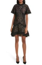 Women's Jonathan Simkhai Tower Mesh Lace Ruffle Minidress - Black