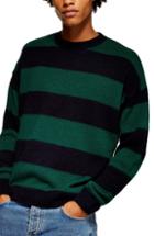 Men's Topman Block Stripe Classic Fit Sweater, Size - Green