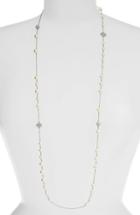 Women's Tory Burch Pave Crystal & Imitation Pearl Rosary Necklace