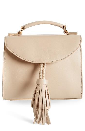 Emperia Bria Tassel Faux Leather Backpack - Beige