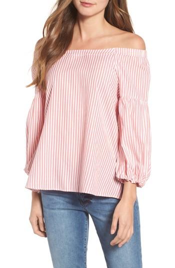 Women's Velvet By Graham & Spencer Pinstripe Off The Shoulder Cotton Top - Pink