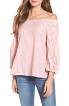 Women's Velvet By Graham & Spencer Pinstripe Off The Shoulder Cotton Top - Pink
