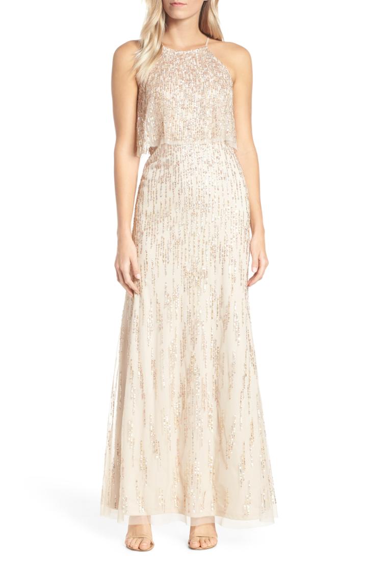 Women's Adrianna Papell Beaded Evening Dress - Ivory