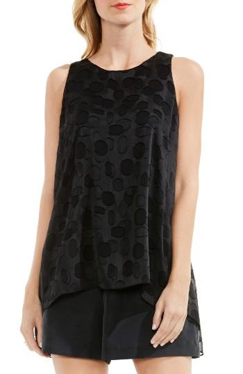 Women's Vince Camuto Sheer Dot Clipped Jacquard Blouse, Size - Black