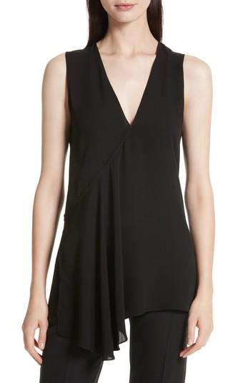 Women's Theory Fluid Silk Georgette Top, Size - Black