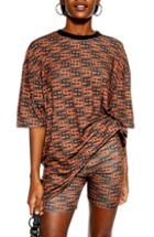 Women's Topshop Monogram Oversize Boyfriend Tee - Brown