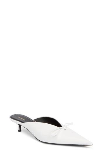 Women's Balenciaga Bow Pointy Toe Mule Us / 35eu - White