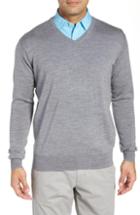 Men's Peter Millar Crown Wool & Silk V-neck Sweater - Black