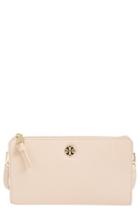 Tory Burch 'robinson' Pebbled Leather Crossbody Wallet - Pink
