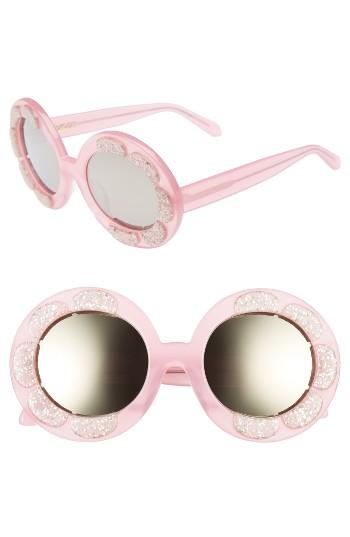 Women's Vow London Pixie Flower 48mm Round Sunglasses - Milky Pink
