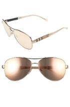 Women's Burberry 59mm Mirrored Aviator Sunglasses - Matte Gold