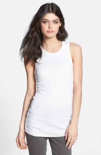 Women's James Perse Crewneck Long Rib Tank - White