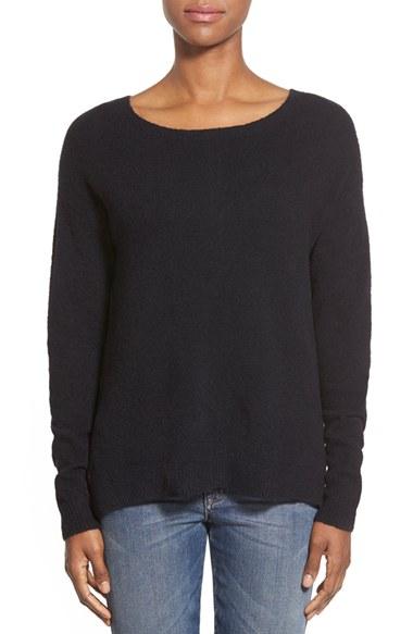 Women's Caslon Back Zip High/low Sweater - Black