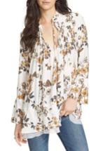 Women's Free People Floral Print Smocked Tunic - Ivory