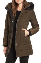 Women's Vince Camuto Down Parka With Detachable Hood & Faux Fur Trim - Green