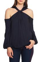 Women's 1.state Twist Neck Cold Shoulder Blouse, Size - Blue