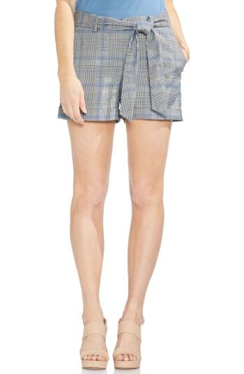 Women's Vince Camuto Belted Plaid Shorts - Black