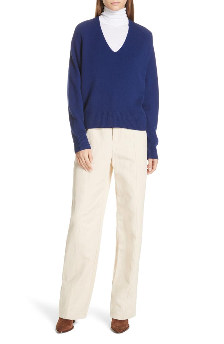 Women's Vince Seam Front Cotton Linen Wide Leg Pants