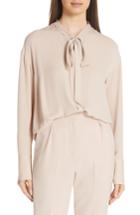 Women's Theory Tie Neck Silk Blouse, Size - Pink