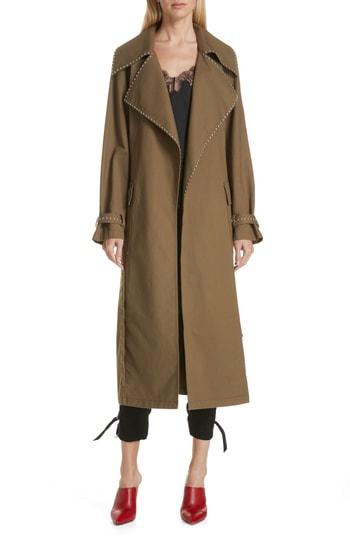 Women's Robert Rodriguez Studded Trench Coat - Green