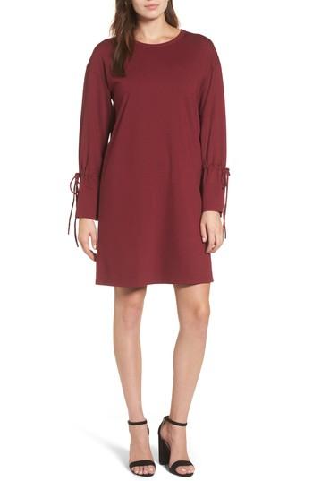 Women's Halogen Cinch Cuff Shift Dress, Size - Burgundy