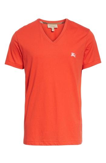 Men's Burberry Jadford V-neck T-shirt, Size - Red