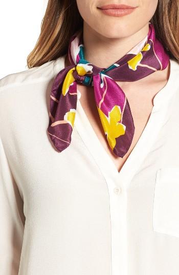 Women's Halogen Bold Savanna Square Silk Scarf, Size - Purple