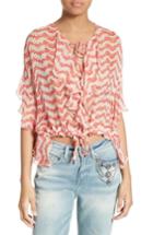 Women's The Kooples Print Silk Lace-up Blouse