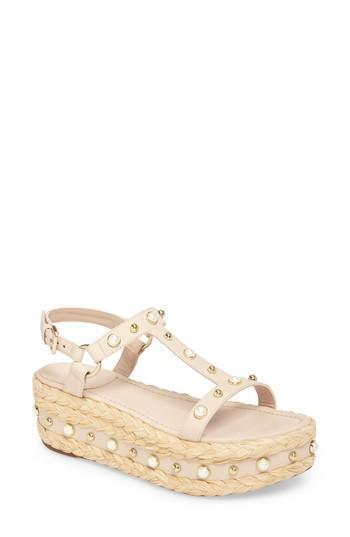 Women's Stuart Weitzman Beraffia Platform Sandal M - Beige