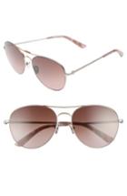 Women's Calvin Klein 57mm Aviator Sunglasses - Satin Nickel/ Rose Gold