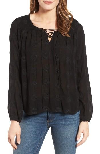 Women's Velvet By Graham & Spencer Mandala Embroidered Lace-up Blouse