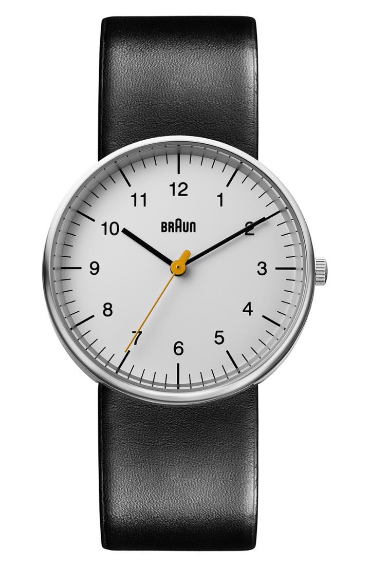 Men's Braun 'classic' Leather Strap Watch, 38mm