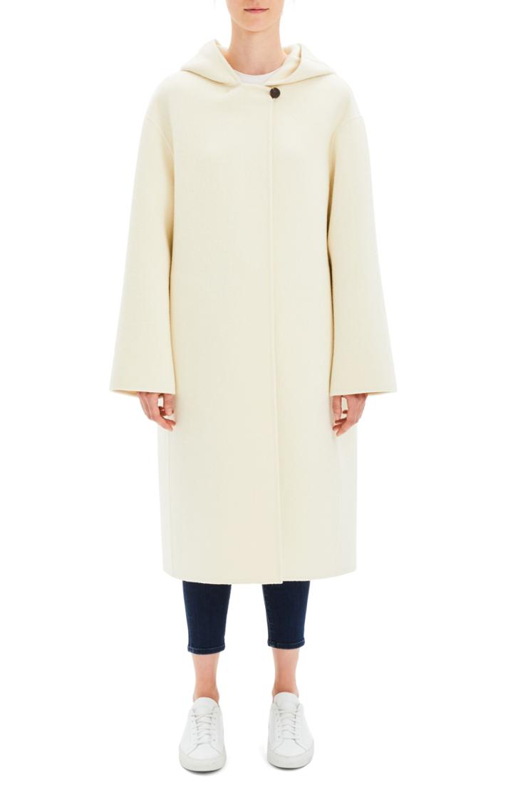 Women's Theory Clean Duffel Wool Blend Coat - White