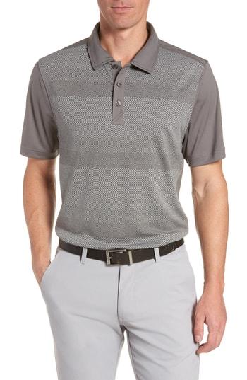 Men's Cutter & Buck Crescent Striped Polo, Size - Black