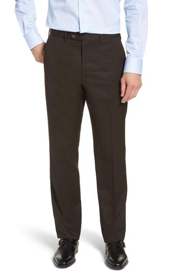 Men's John W. Nordstrom Torino Traditional Fit Flat Front Solid Trousers - Brown