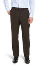 Men's John W. Nordstrom Torino Traditional Fit Flat Front Solid Trousers - Brown