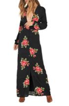 Women's Amuse Society All Buttoned Up Floral Print Maxi Dress