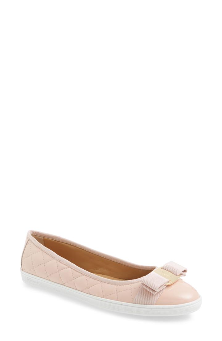 Women's Salvatore Ferragamo Rufina Quilted Skimmer Flat (women) .5 M - Pink