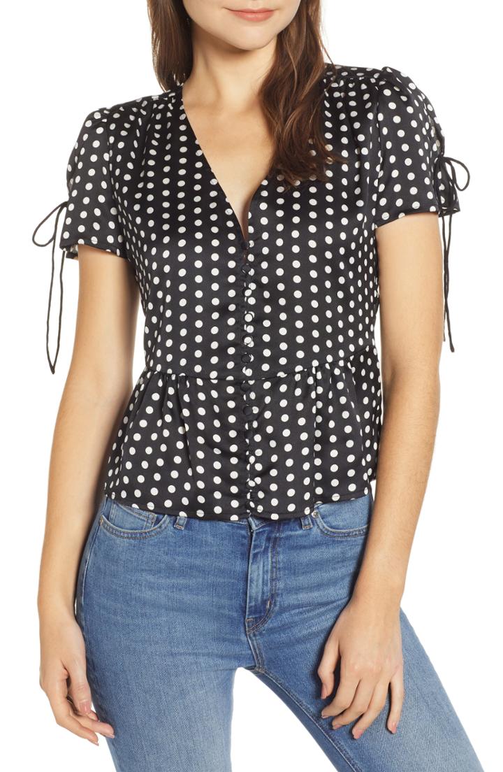 Women's Heartloom Ie Polka Dot Top, Size X-small - Black